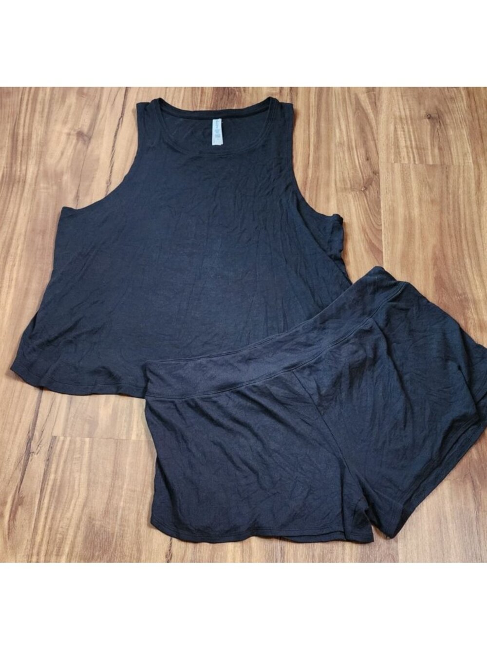 NWOT Athleta Well Rested Rib Sleep Tank & Short Set Black 1X - Picture 2 of 9